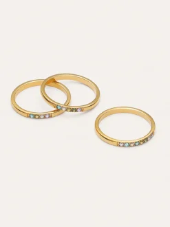 Pack 3 Anillos Odisea Colors Acero Baño Oro