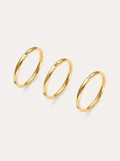 Pack 3 Anillos Palmar Colors Acero Baño Oro