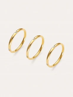 Pack 3 Anillos Palmar Spark Acero Baño Oro