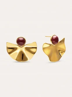 Pendientes Amara Stone Acero Baño Oro