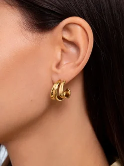 Pendientes Aro Aire Acero Baño Oro