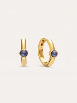 Pendientes Aro Alma Cianita Baño Oro