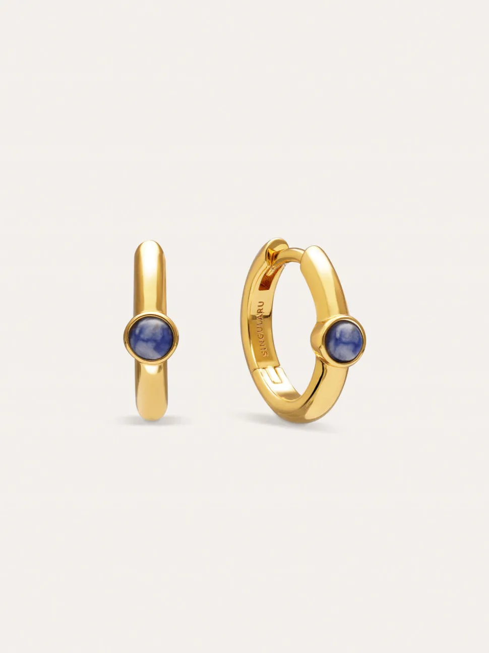 Pendientes Aro Alma Cianita Baño Oro