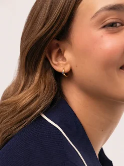 Pendientes Aro Alma Cianita Baño Oro
