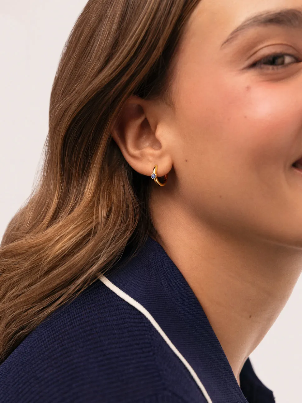 Pendientes Aro Alma Cianita Baño Oro
