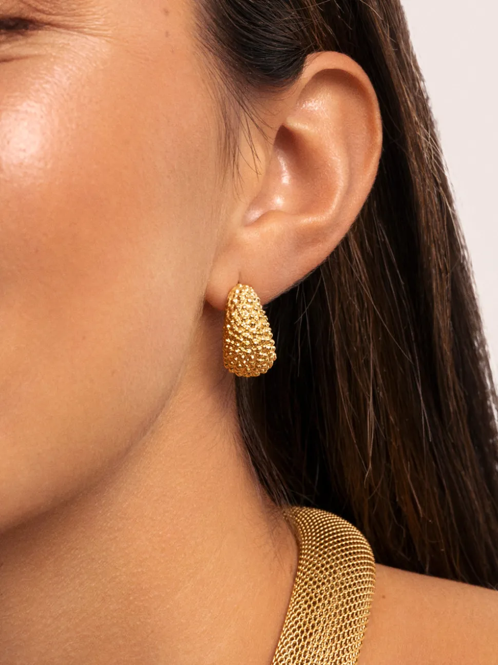 Pendientes Aro Antique Acero Baño Oro