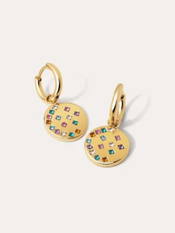 Pendientes Aro Bling Rainbow Acero Baño Oro