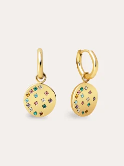 Pendientes Aro Bling Rainbow Acero Baño Oro