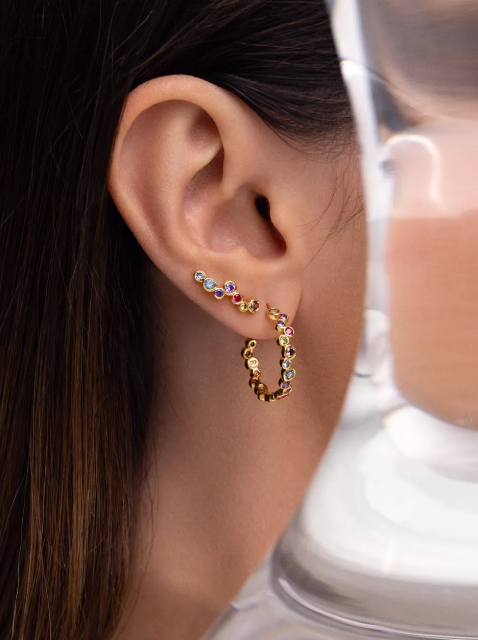 Pendientes Aro Bubbles Baño Oro