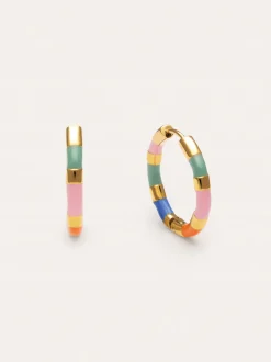 Pendientes Aro Carmen Carla Enamel Acero Baño Oro