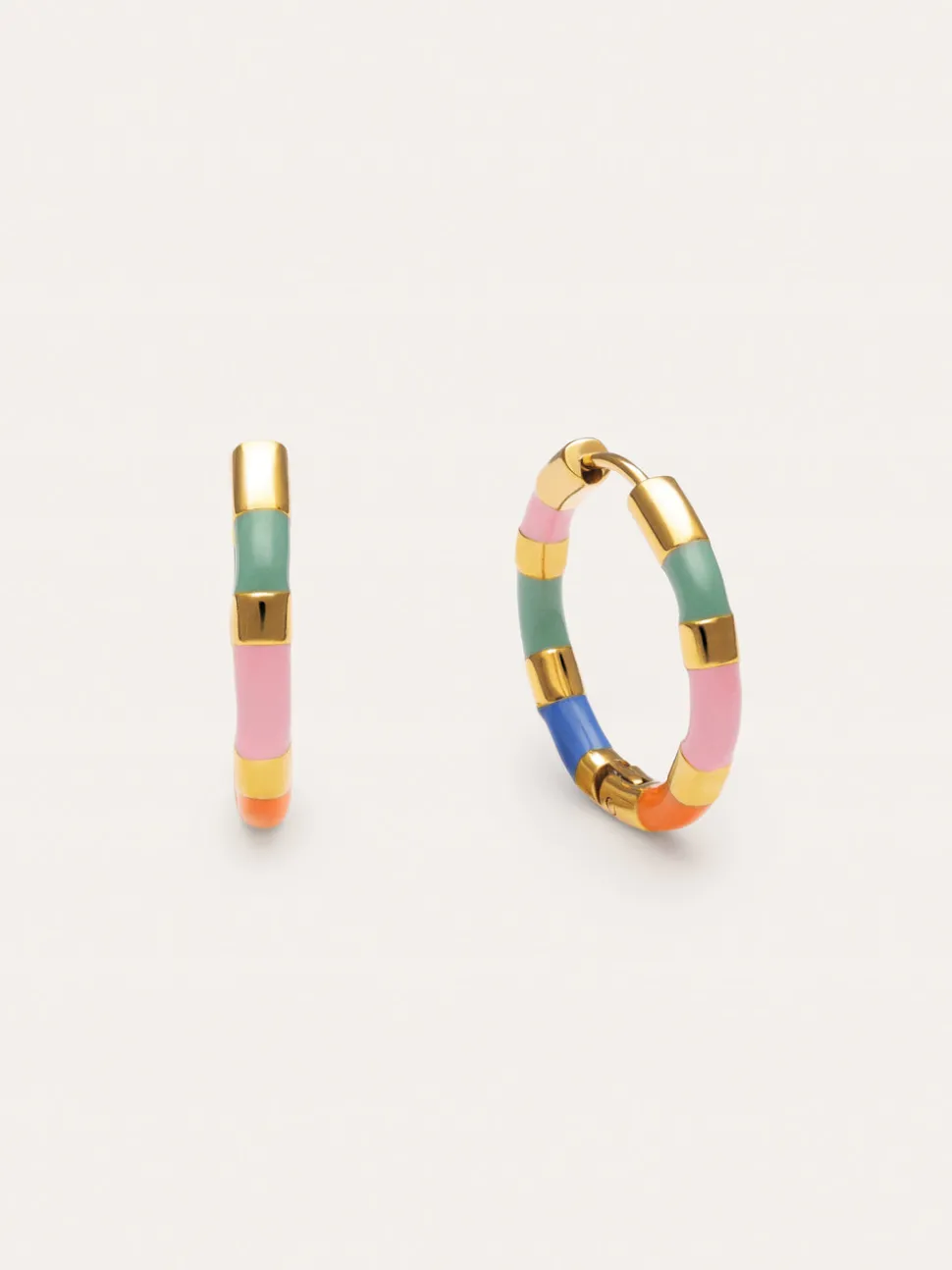 Pendientes Aro Carmen Carla Enamel Acero Baño Oro
