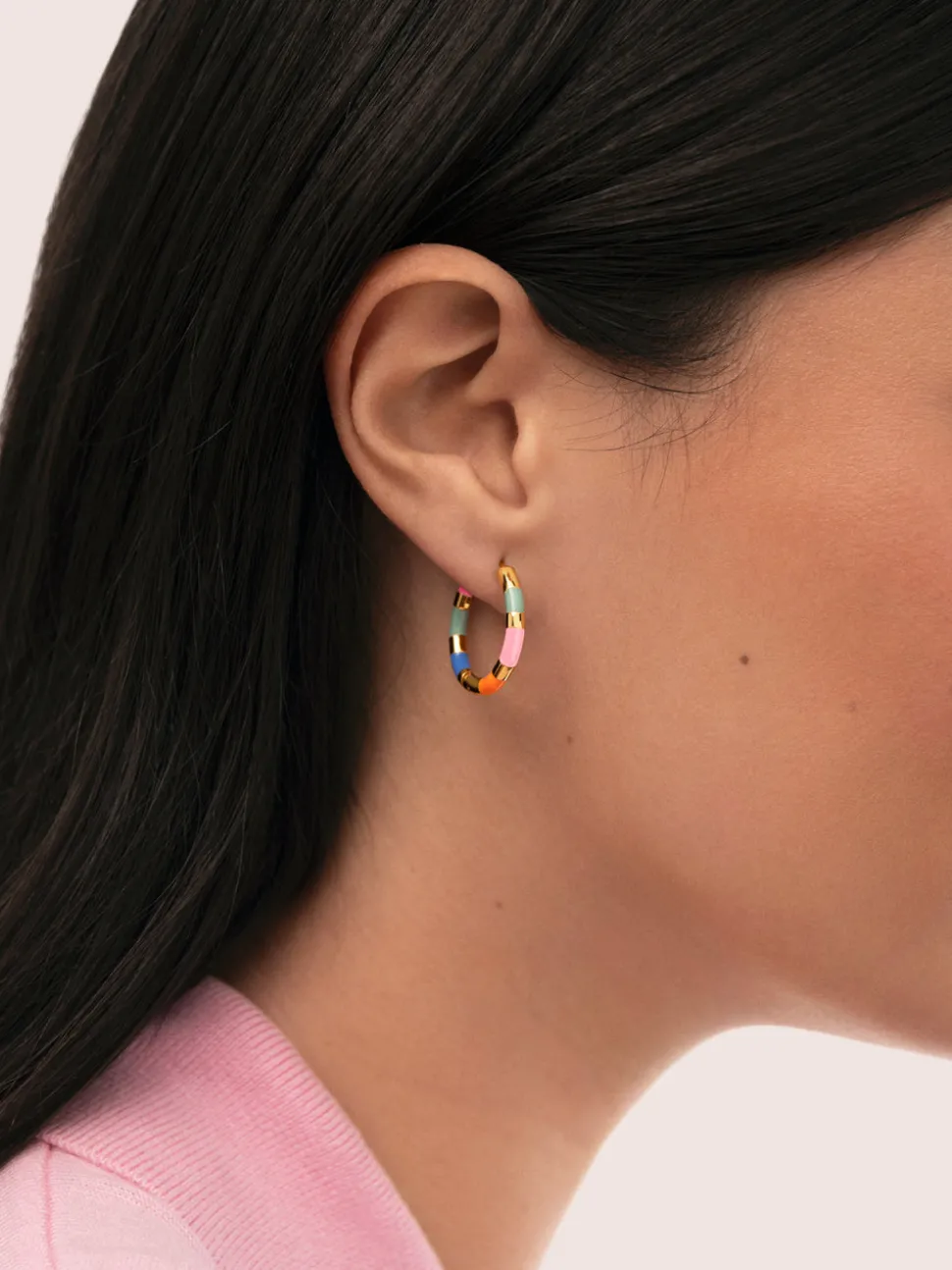 Pendientes Aro Carmen Carla Enamel Acero Baño Oro