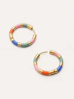 Pendientes Aro Carmen Carla Enamel Acero Baño Oro