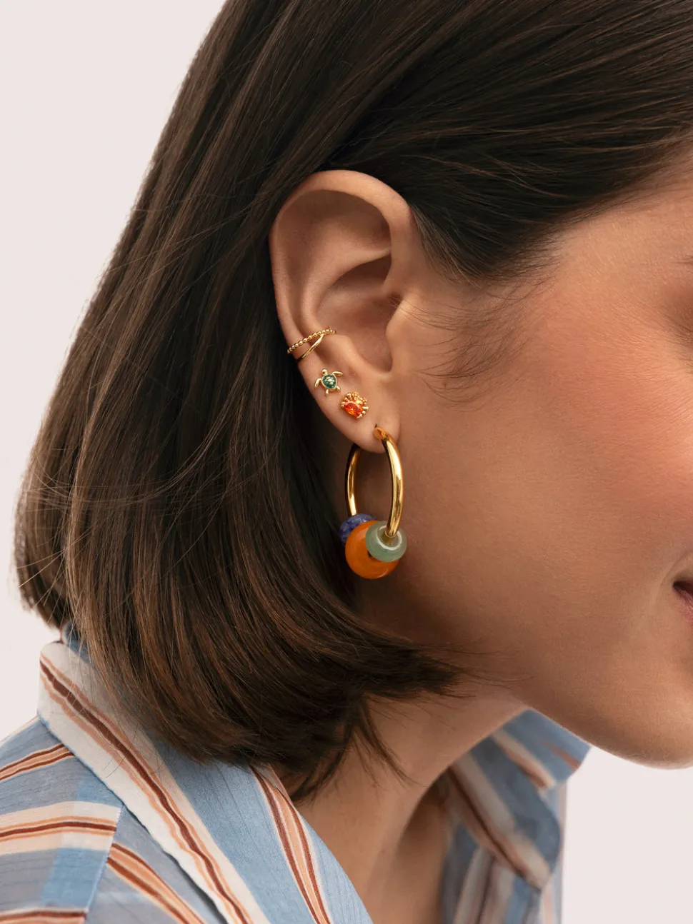 Pendientes Aro Carmen True Bomb Colors Acero Baño Oro