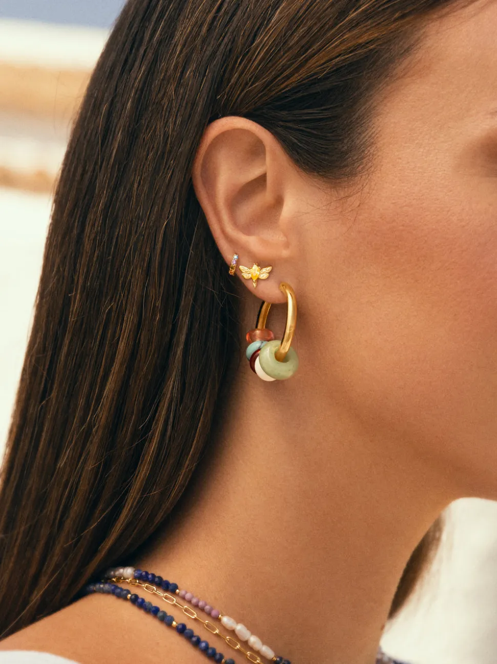 Pendientes Aro Carmen True Colors Acero Baño Oro