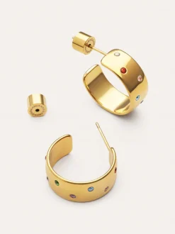 Pendientes Aro Curve Rainbow Acero Baño Oro