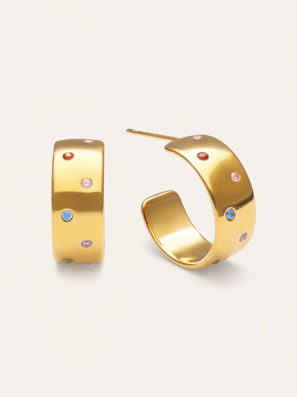 Pendientes Aro Curve Rainbow Acero Baño Oro