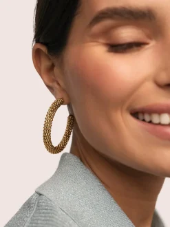 Pendientes Aro Disco Acero Baño Oro