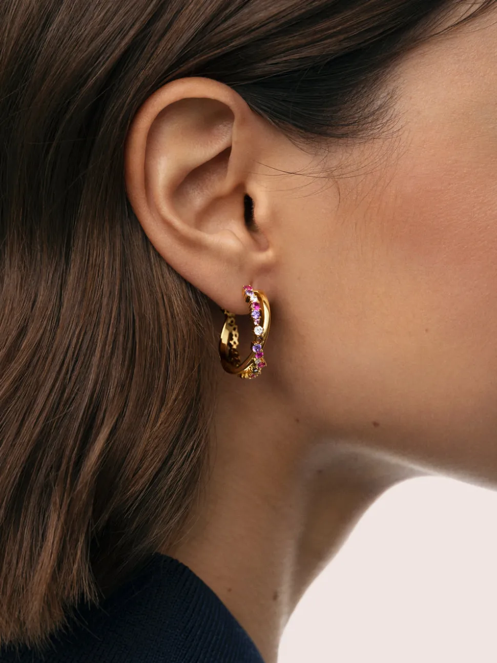 Pendientes Aro Estelar Cross Baño Oro