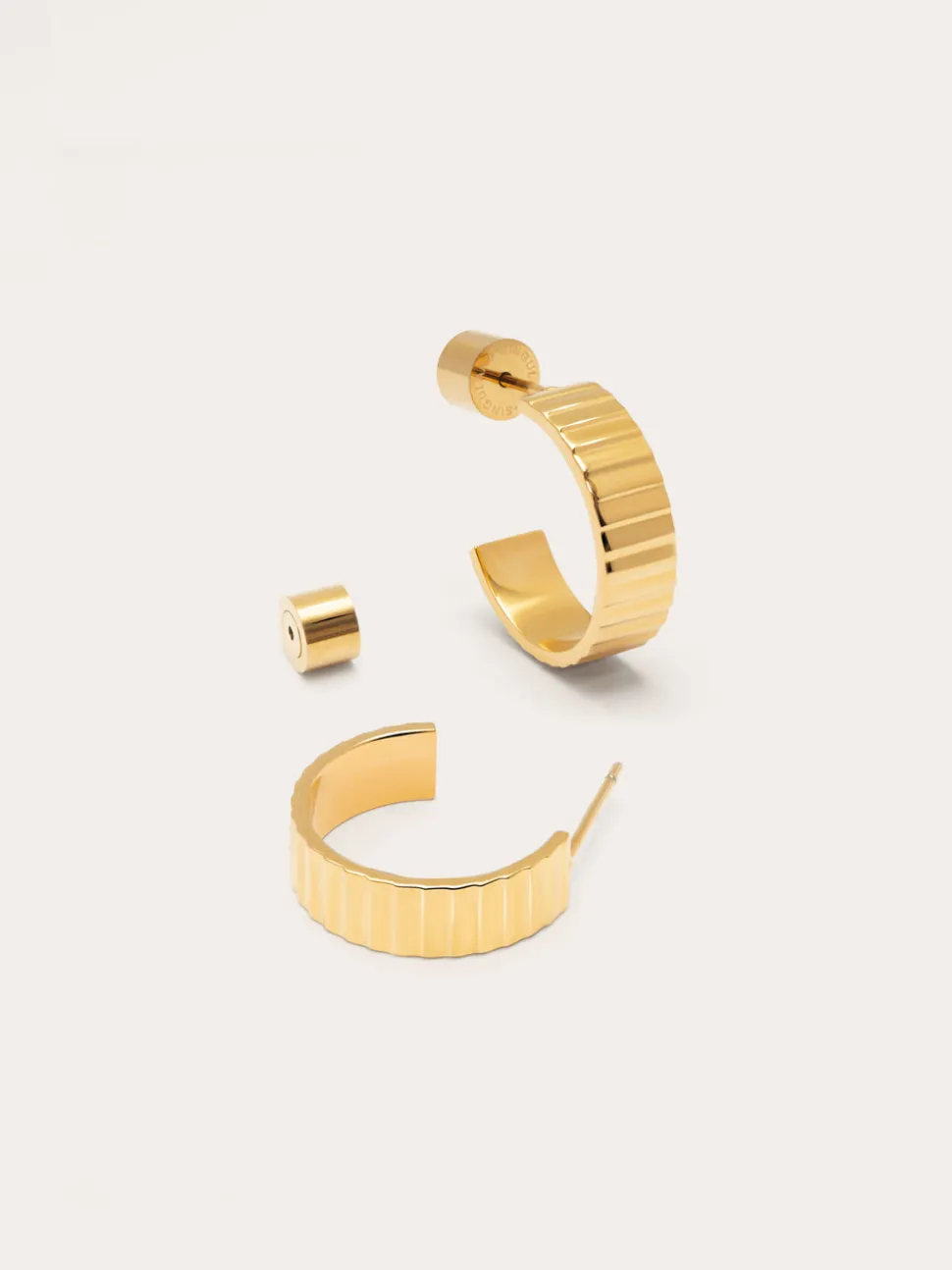 Pendientes Aro Gear Acero Baño Oro
