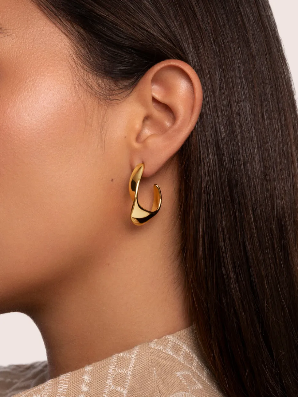 Pendientes Aro Greta Acero Baño Oro