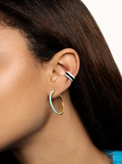 Pendientes Aro L Sky Enamel Baño Oro