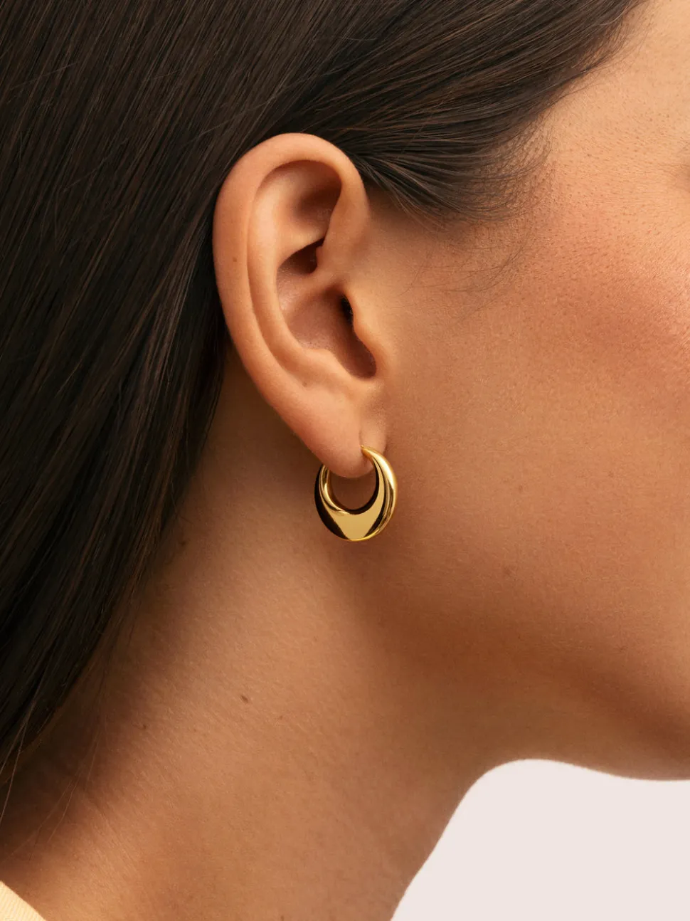 Pendientes Aro Lunette Acero Baño Oro