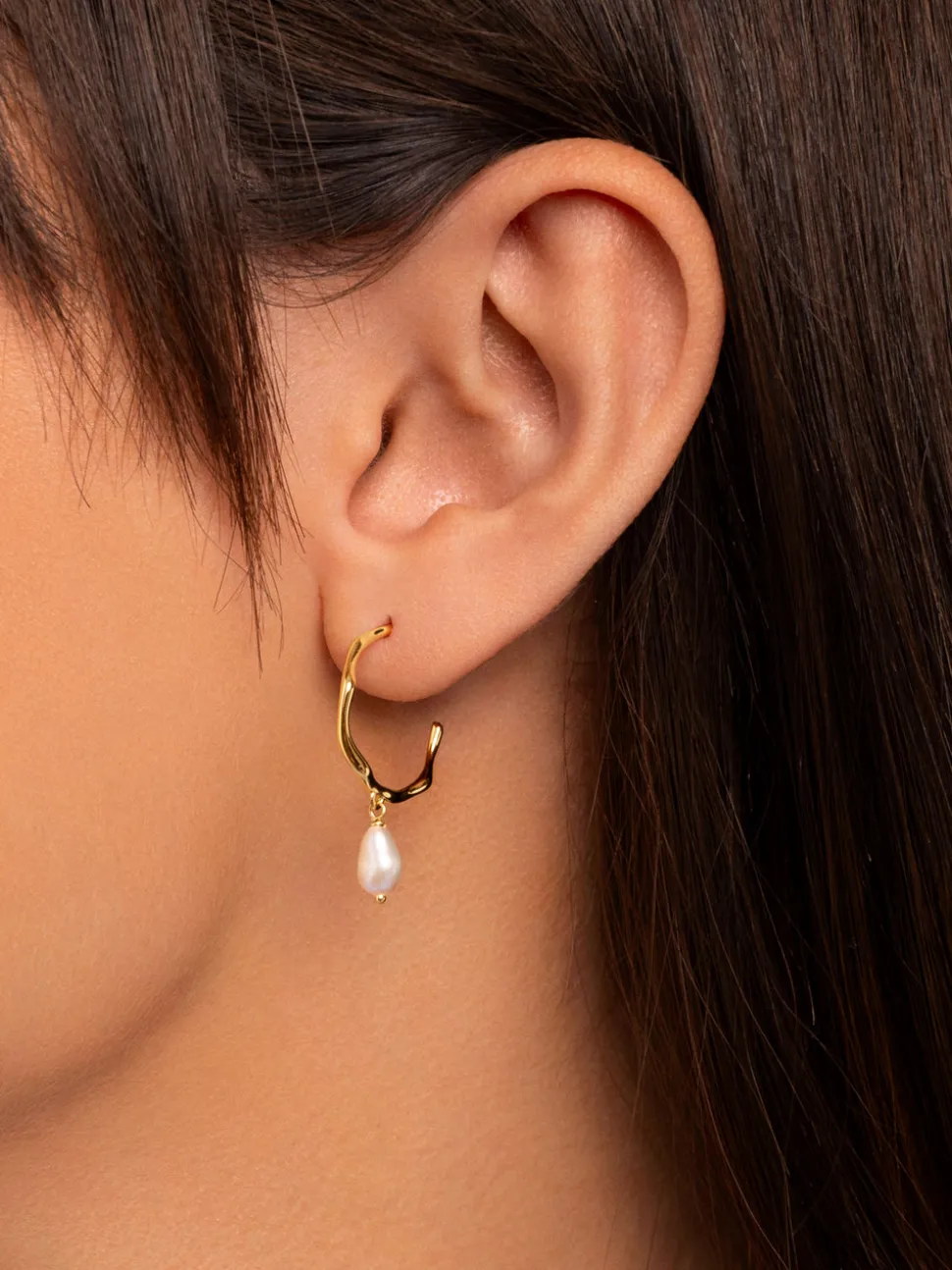 Pendientes Aro Menorca Pearl Baño Oro