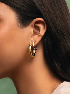 Pendientes Aro Mini Bamboo Acero