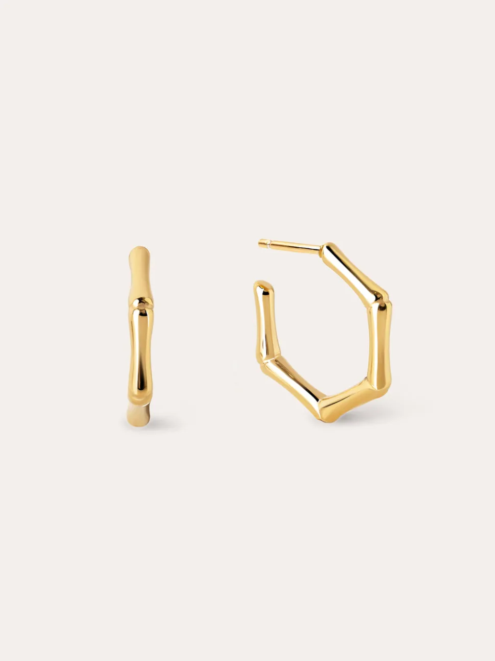 Pendientes Aro Mini Bamboo Acero Baño Oro