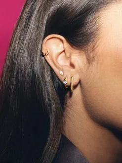 Pendientes Aro Mini Pipe Baño Oro