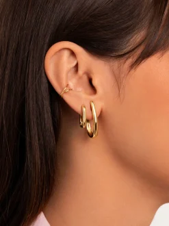 Pendientes Aro Mini Pipe Baño Oro
