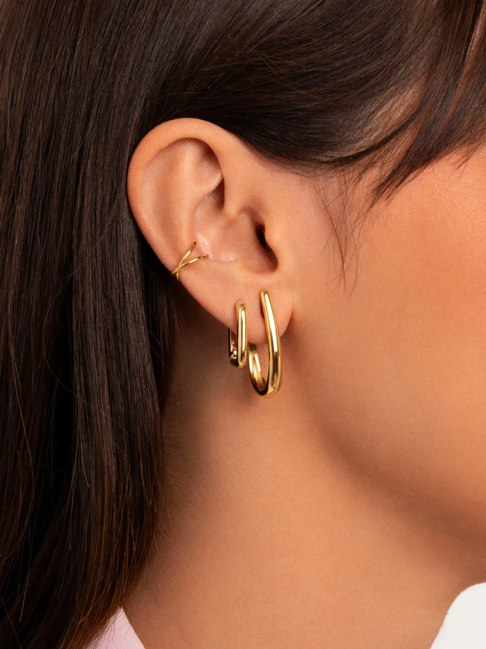 Pendientes Aro Mini Pipe Baño Oro