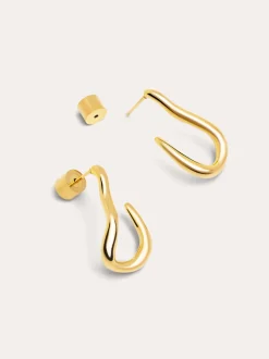 Pendientes Aro Organic Hook Acero Baño Oro