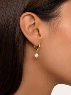 Pendientes Aro Pearl Acero Baño Oro