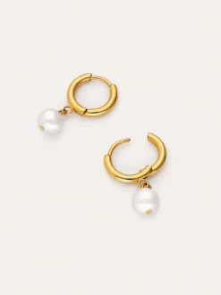 Pendientes Aro Pearl Acero Baño Oro