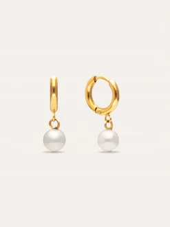 Pendientes Aro Pearl Acero Baño Oro