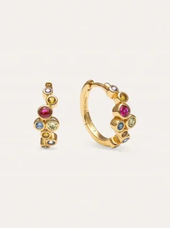 Pendientes Aro Rainbow Bubbles S Baño Oro