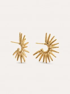 Pendientes Aro Solstice Beam Acero Baño Oro