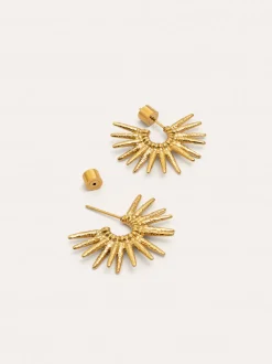 Pendientes Aro Solstice Beam Acero Baño Oro