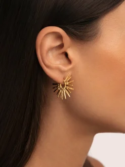 Pendientes Aro Solstice Beam Acero Baño Oro