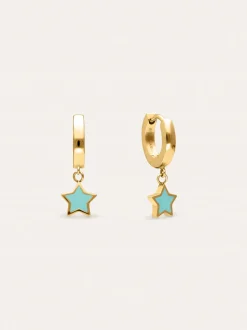 Pendientes Aro Star Sky Acero Baño Oro