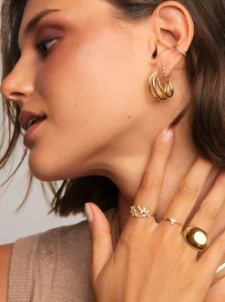 Pendientes Aro Triple Baño Oro