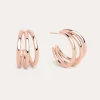 Pendientes Aro Triple Baño Oro Rosa