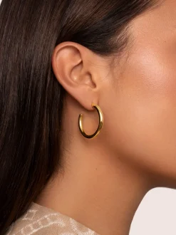 Pendientes Aro Tube Acero Baño Oro