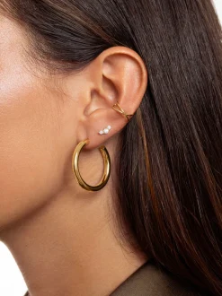 Pendientes Aro Tube Acero Baño Oro