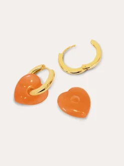 Pendientes Corazón Jade Baño Oro