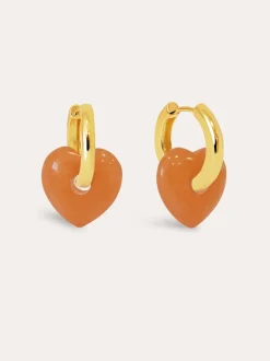 Pendientes Corazón Jade Baño Oro