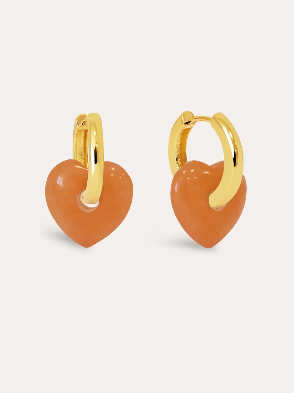 Pendientes Corazón Jade Baño Oro