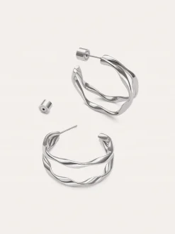 Pendientes Doble Organic River Acero